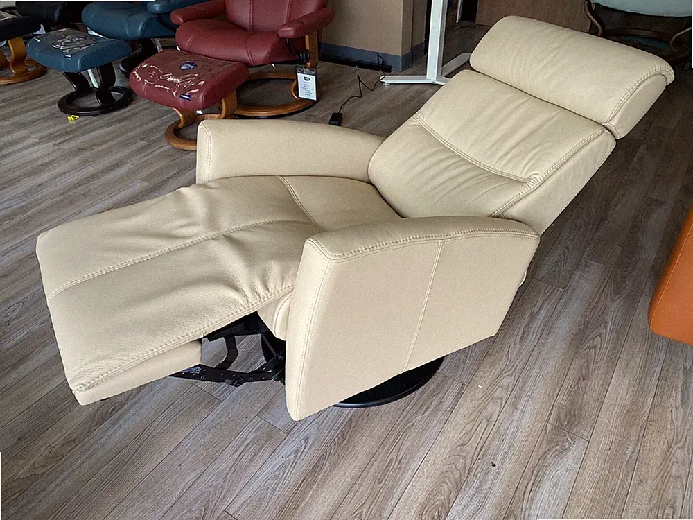 Fjords Milan Swing Relaxer Power Electric Recliner Chair Small Latte Leather