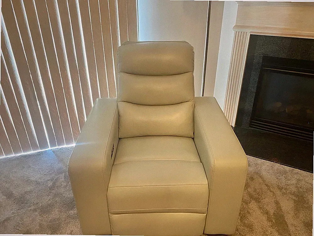 Gray Leather Reclining Loveseat & Recliner Chair Set, Pad Arms, High Back