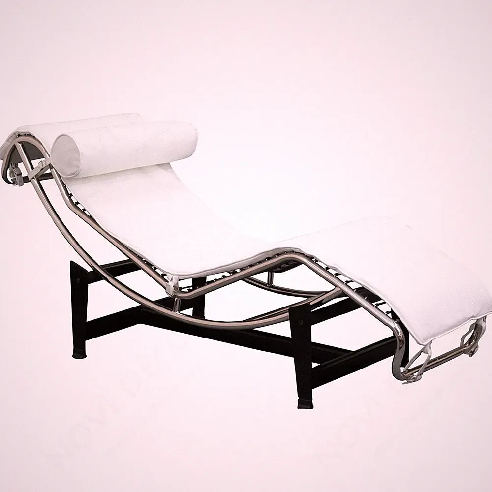Le Corbusier Leather Chaise Lounge Chair in white genuine leather #1184