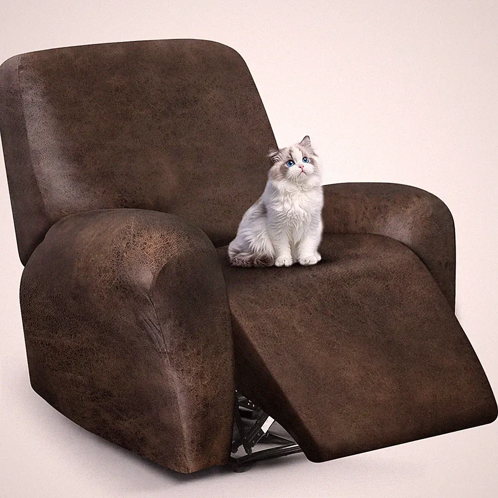 Leather Look Recliner Chair Covers, 4-Pieces Stretch Recliner Cover, Soft Rec...