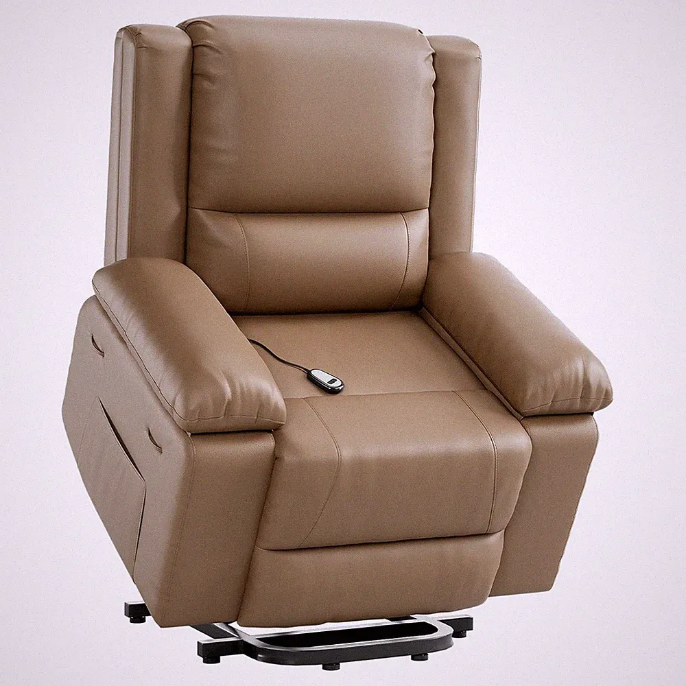 PU Leather Power Lift Recliner Chair with Massage and Heat, Adjustable Back and