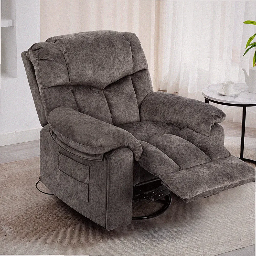 Swivel and Rocking Recliner Chair with Massage and Heating Bonded Leather Sofa